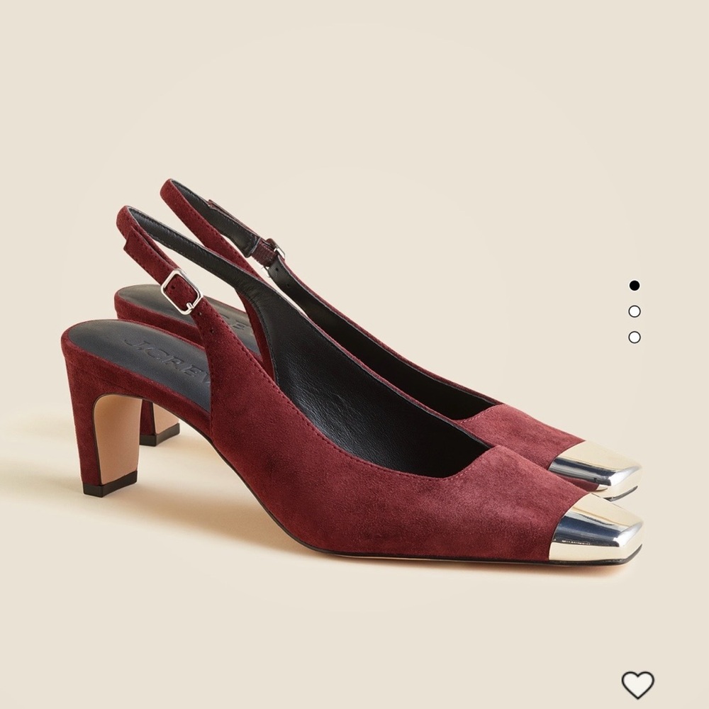 J.Crew Cap Toe Sling Back Pumps Maroon Suede NWT 👠